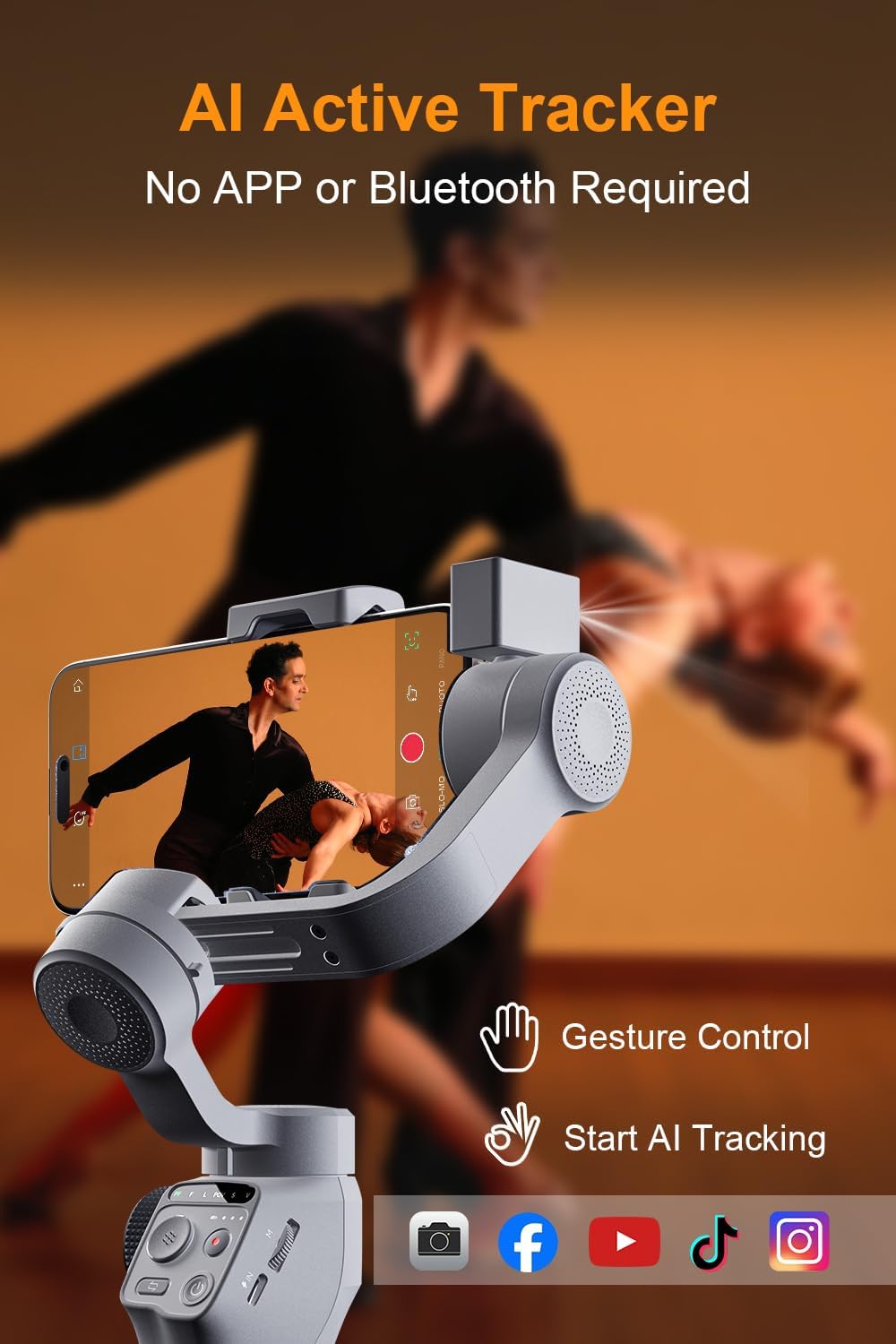AI Tracking Gimbal Stabilizer for Smartphone