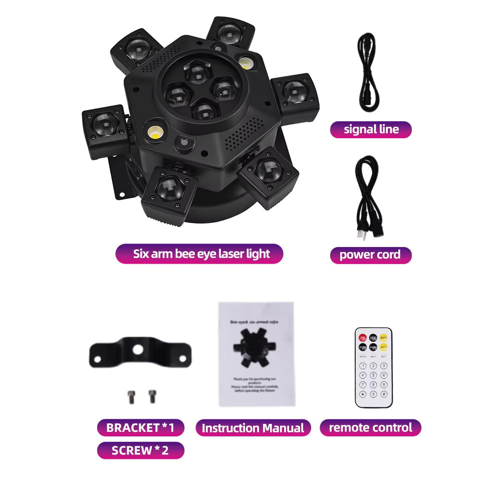 Moving Head Disco Lighting 6 Arms RGBW LED Strobe Lighs